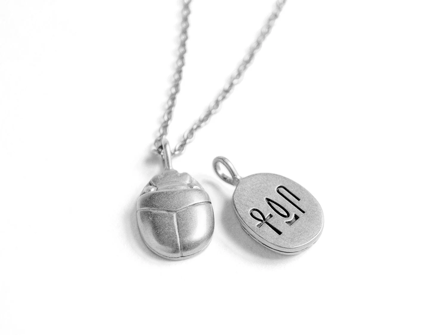 Khepri Scarab Necklace in silver