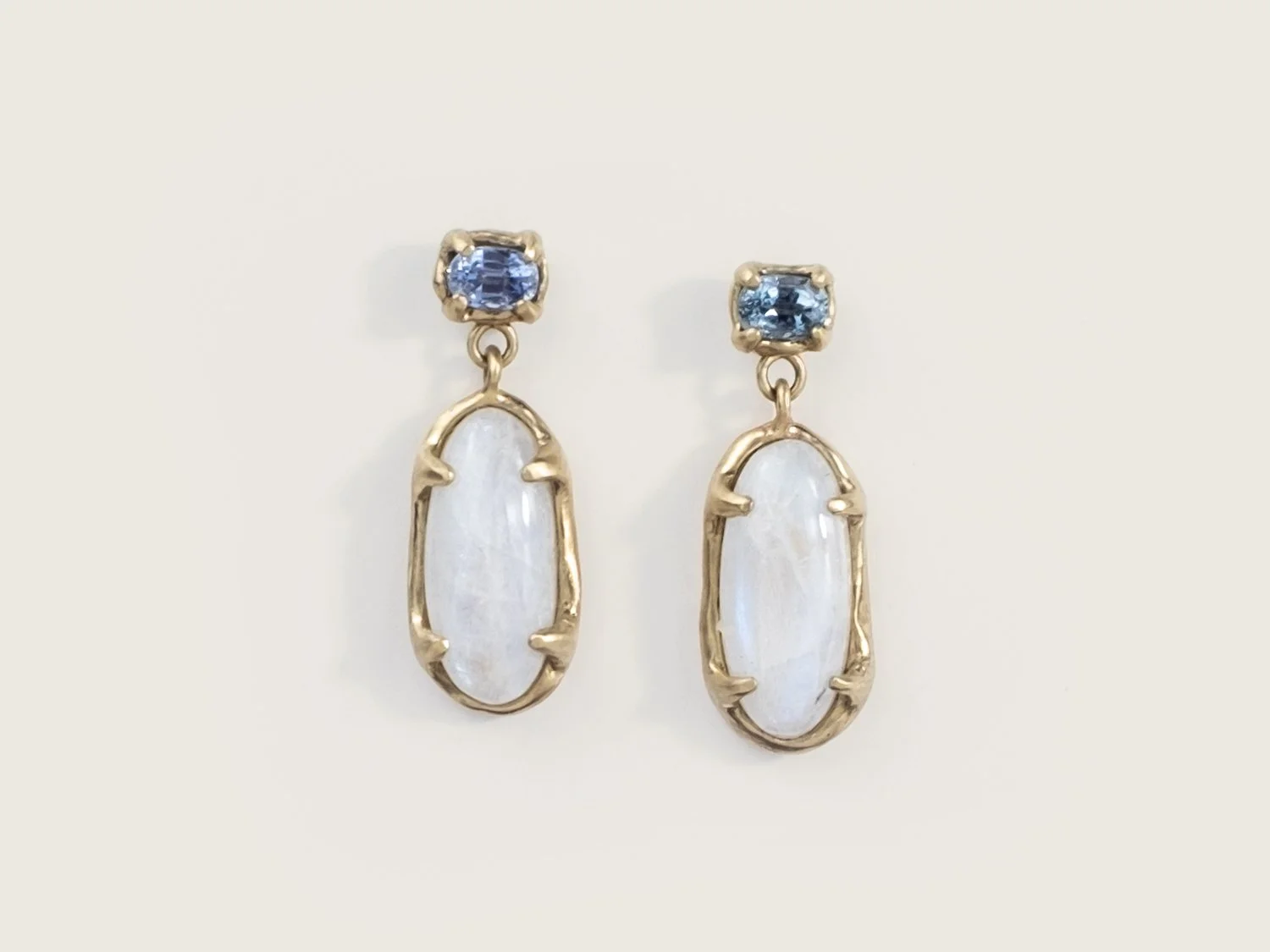 OOAK Sapphire & Moonstone Drop Earrings