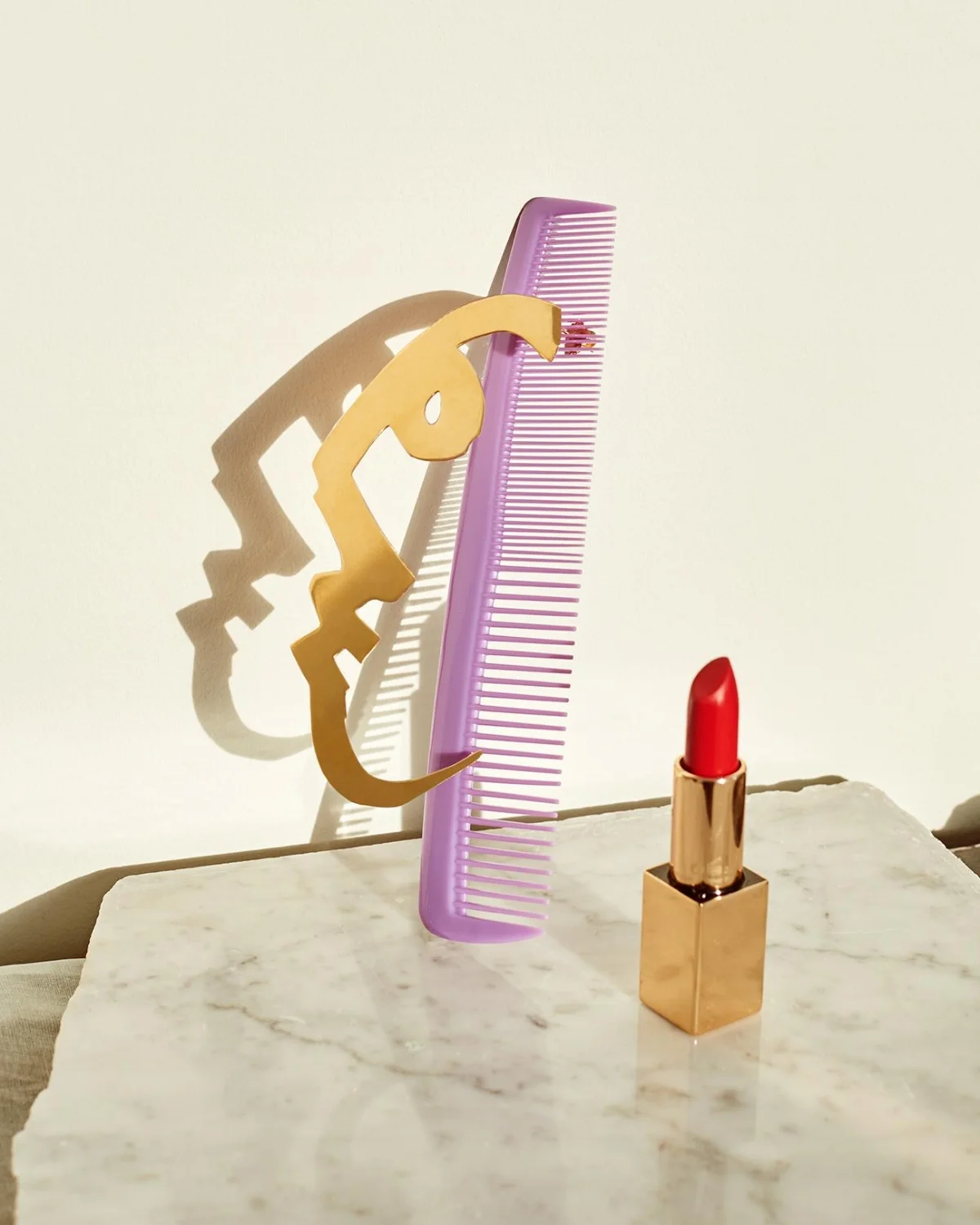 Set Design - Sunday Times still life comb lipstick