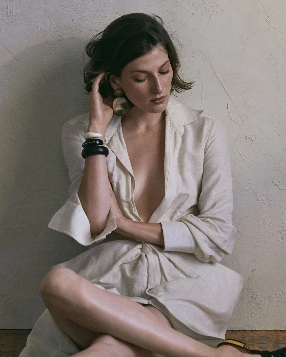 Sunday times set design - model against textured backdrop