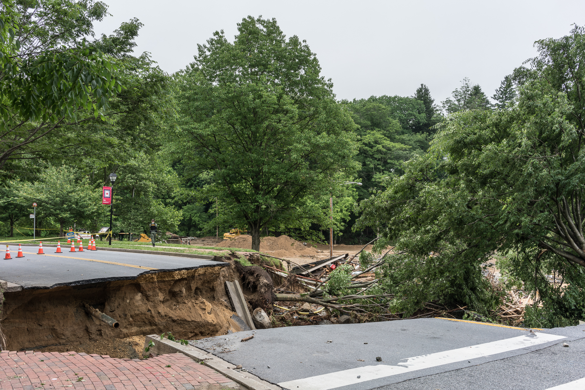 Road Broken by Flooding, Ellicott City, Maryland, 2018