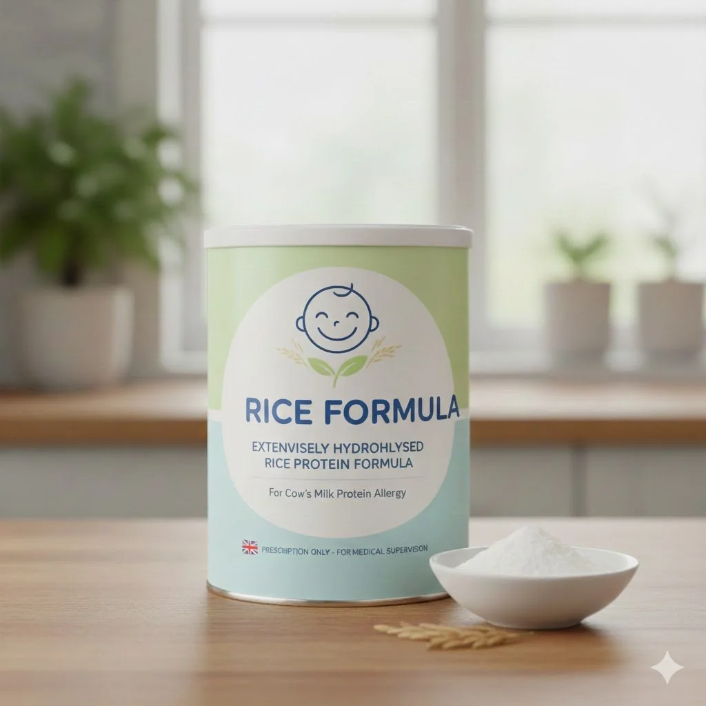 Rice infant formula in UK for infants cows milk protein allergy 