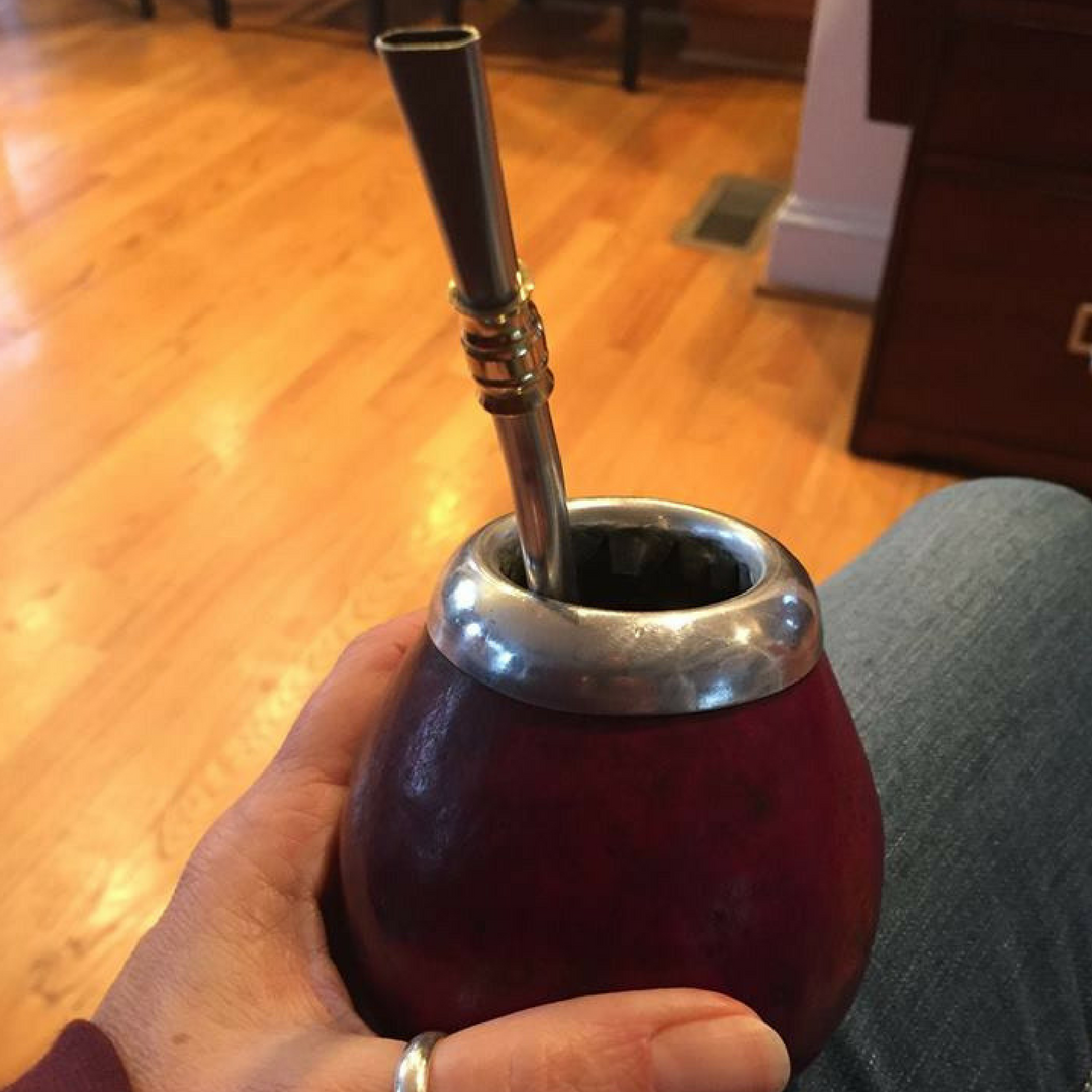 In the winter, the natural gourd mate warms my hands.