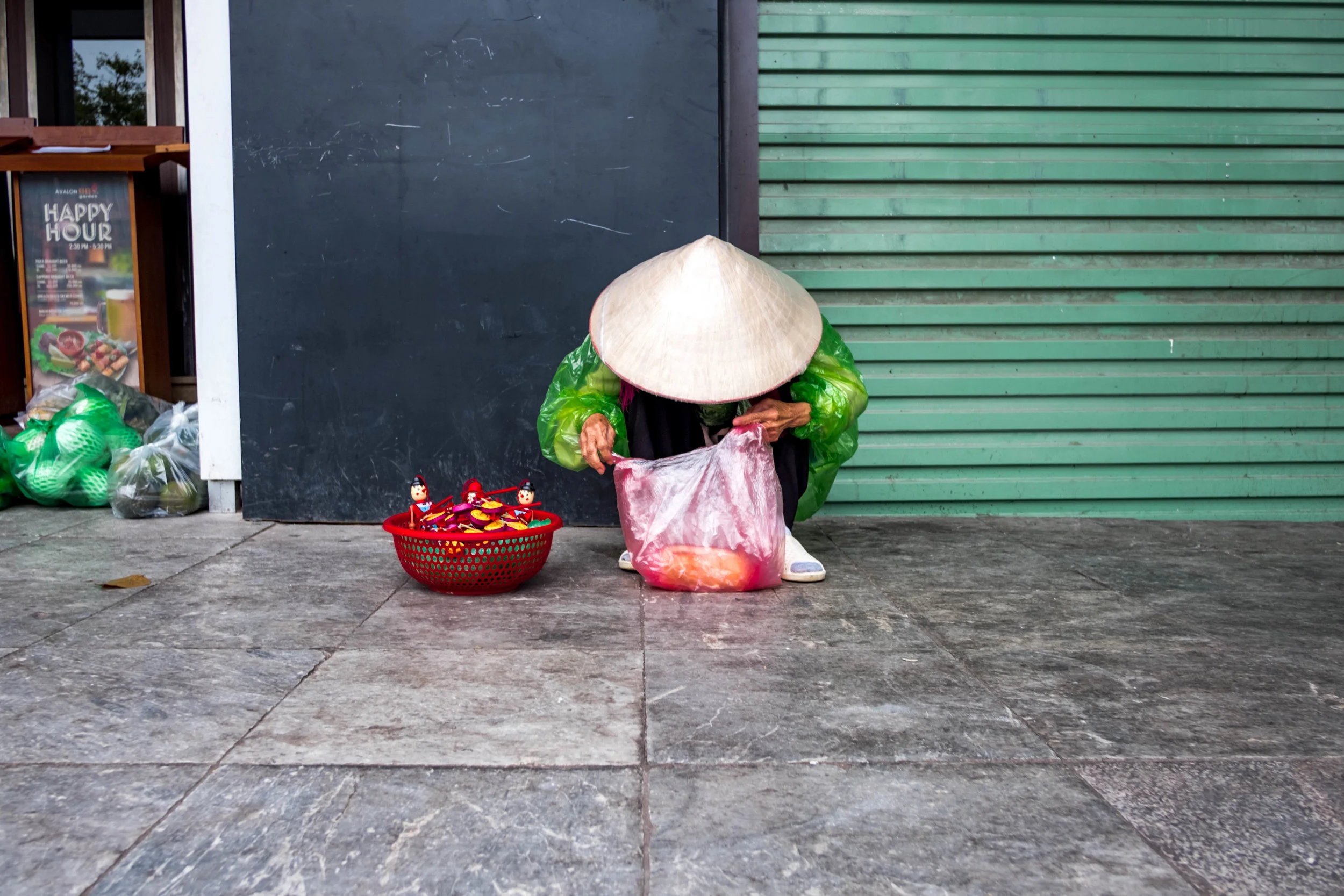 Street seller in Hanoi, Vietnam.