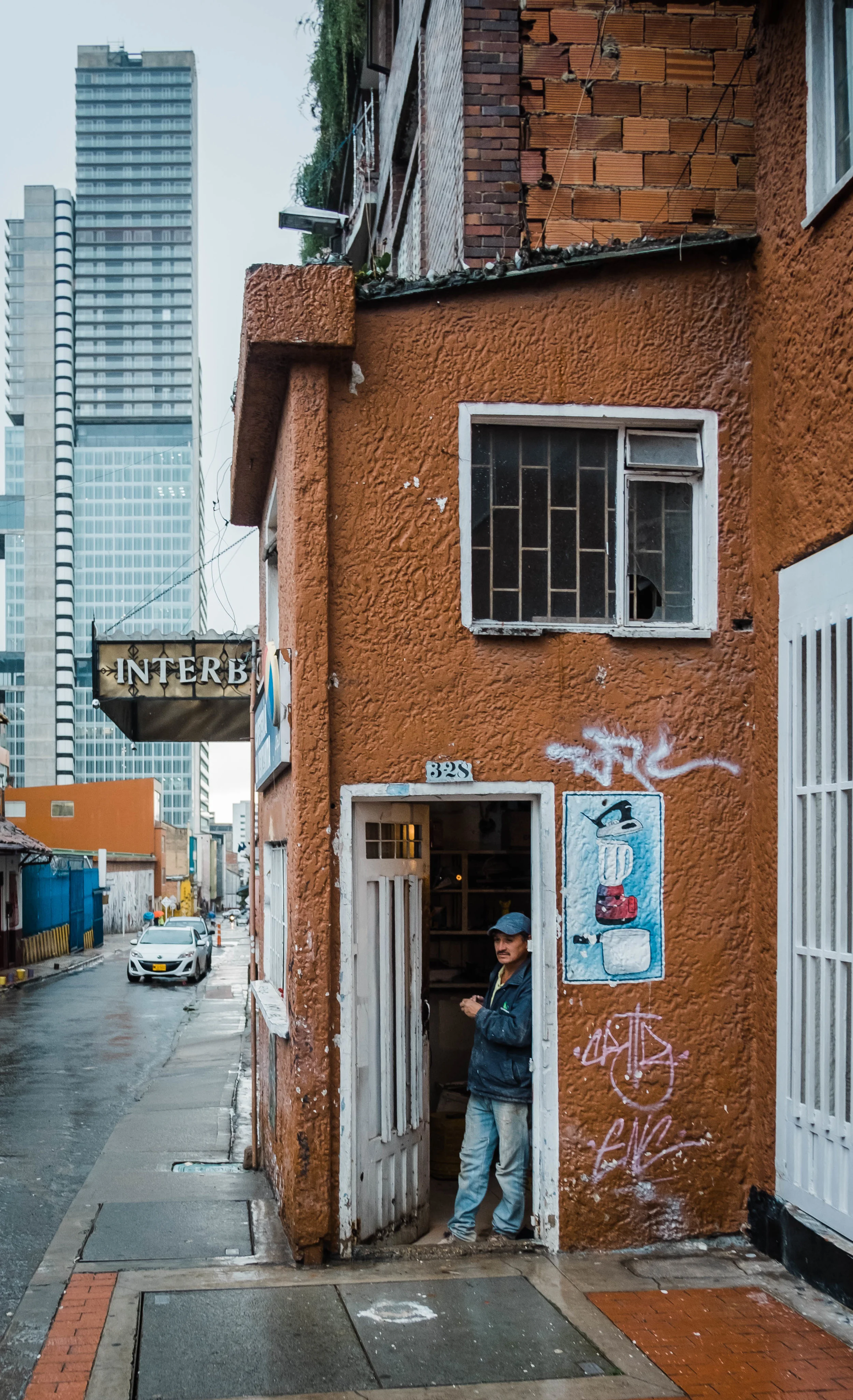 Shop keeper in Bogota, Colombia.