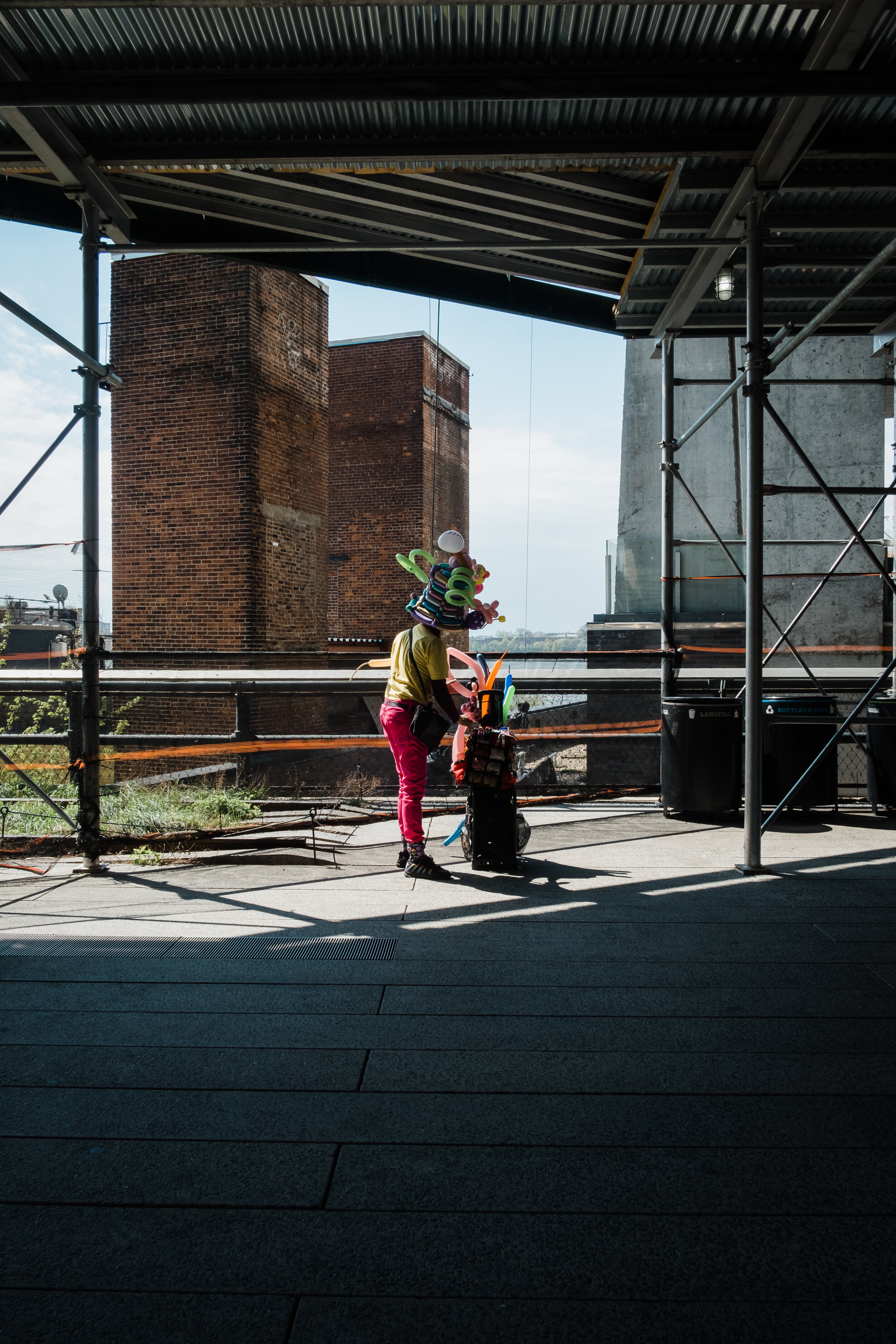 A balloon seller on the High Line, New York, USA.