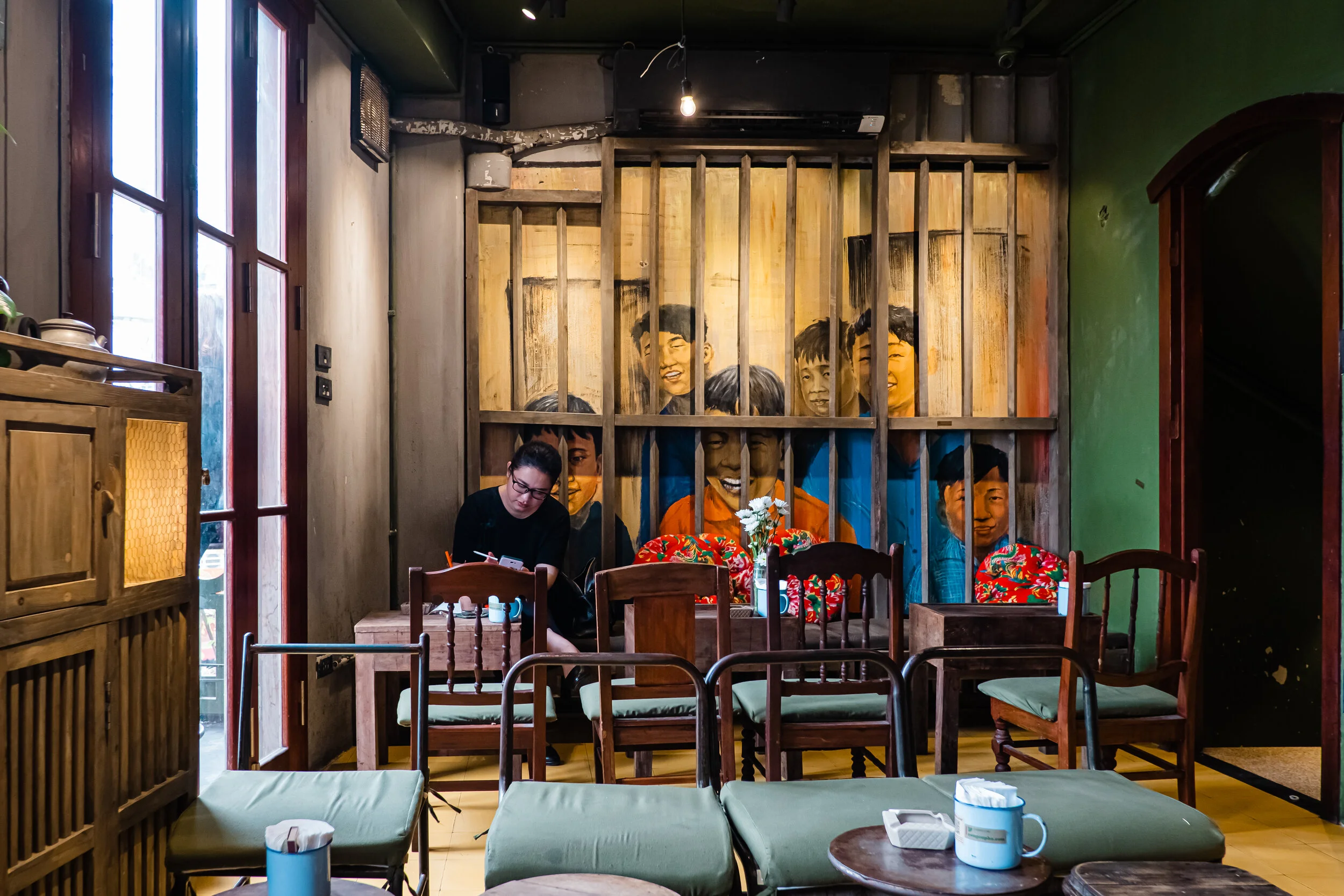 Woman in Cong Caphe in Hanoi, Vietnam.