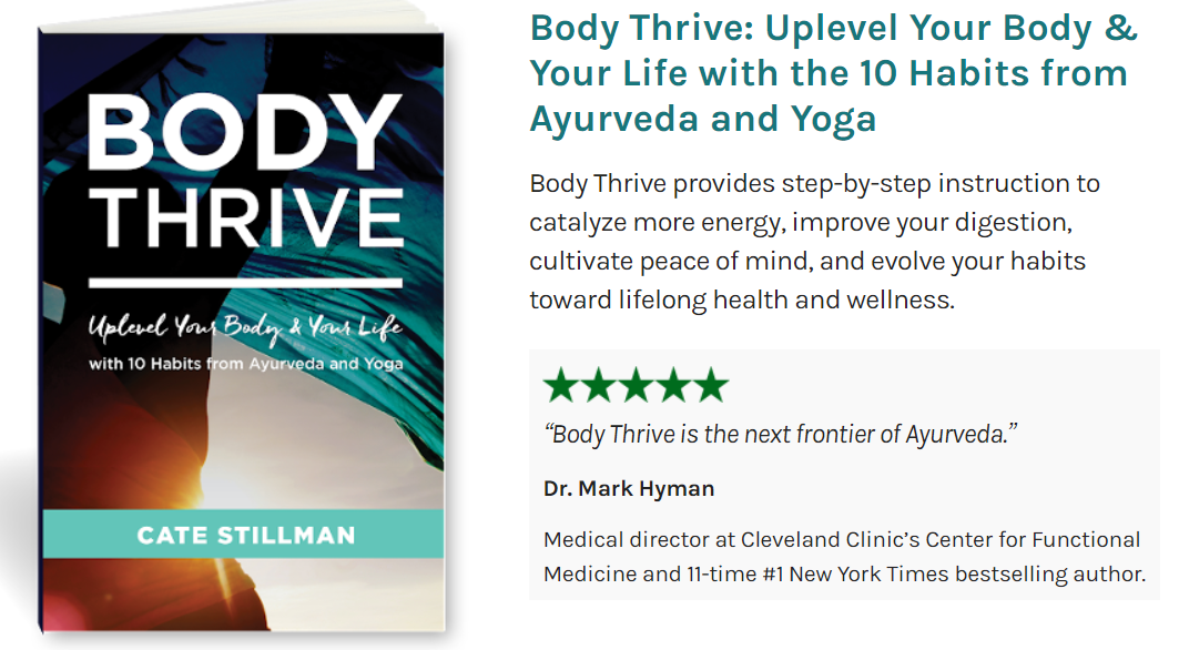 Body Thrive book by Cate Stillman. Image credit from the bodythrive website for sharing in the book club I (Brenda Kyle (Green) host. This is the newly released 2019 edition. (no affiliate links used)