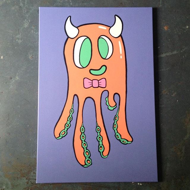 π in progress #octopus #acrylic #painting #character #colour #bowtie