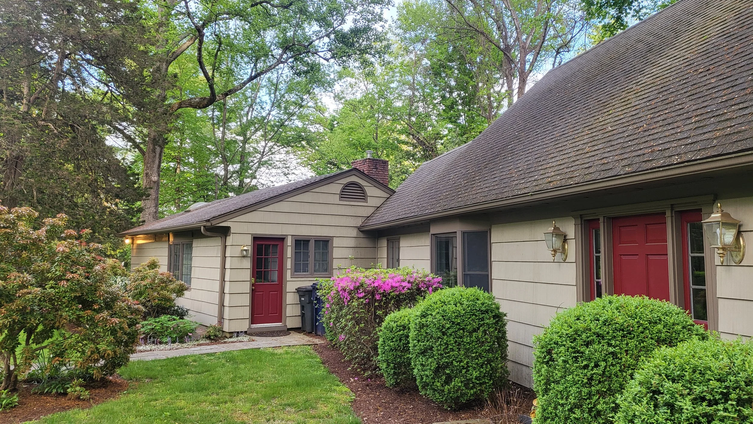 Existing garage addition at the West Hill Residence prior to vertical enlargement.