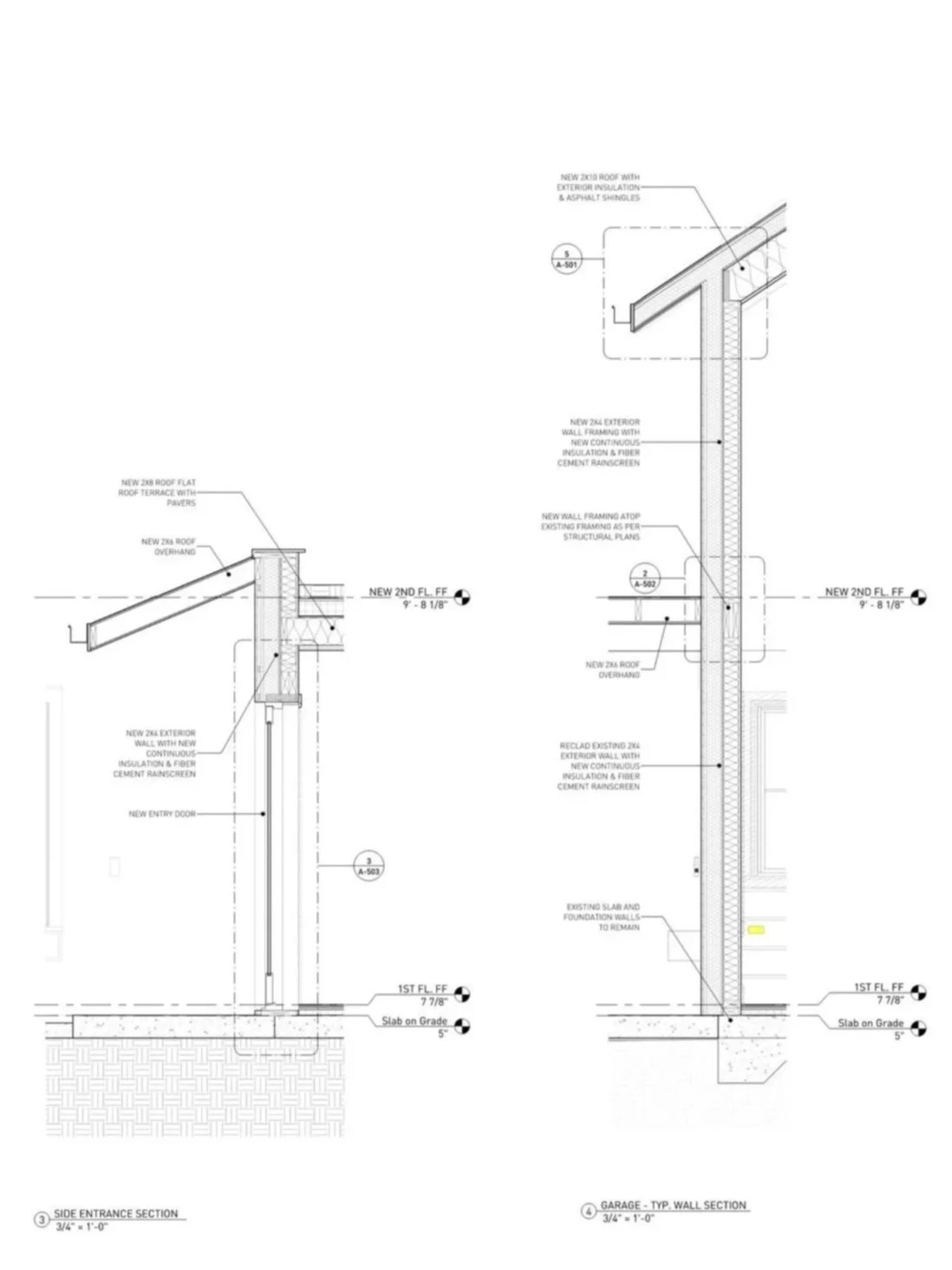 Wall section drawing used to study enclosure continuity and building performance.
