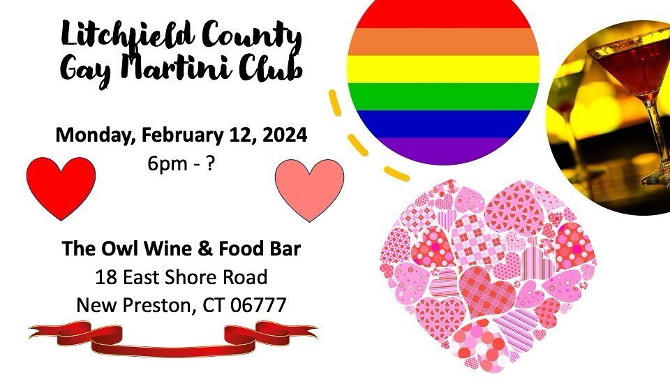 One week from today another fun social hour with @nwctgaymartiniclub. Cocktails and an abbreviated menu of salads, shares, &amp; pizzas. Let&rsquo;s make February 🔥! #socialhour #cocktails #valentines #somelikeithot