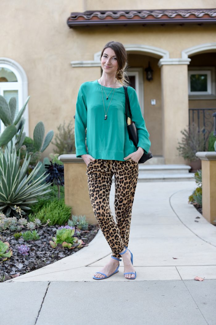 ThreadUp Outfit: Zara Leopard Print Pants +  Bright Green Top — zory  mory