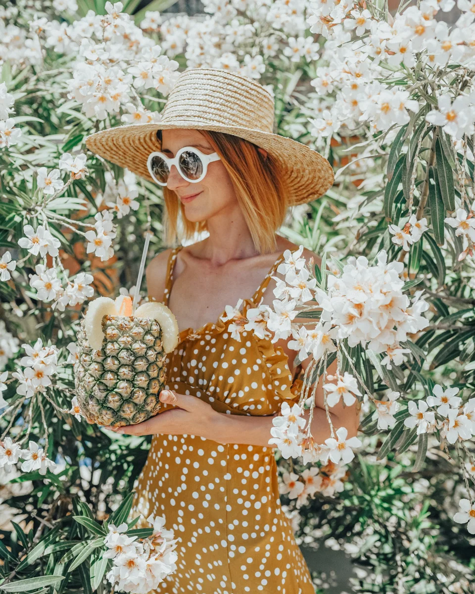 mustard polka dot wrap dress