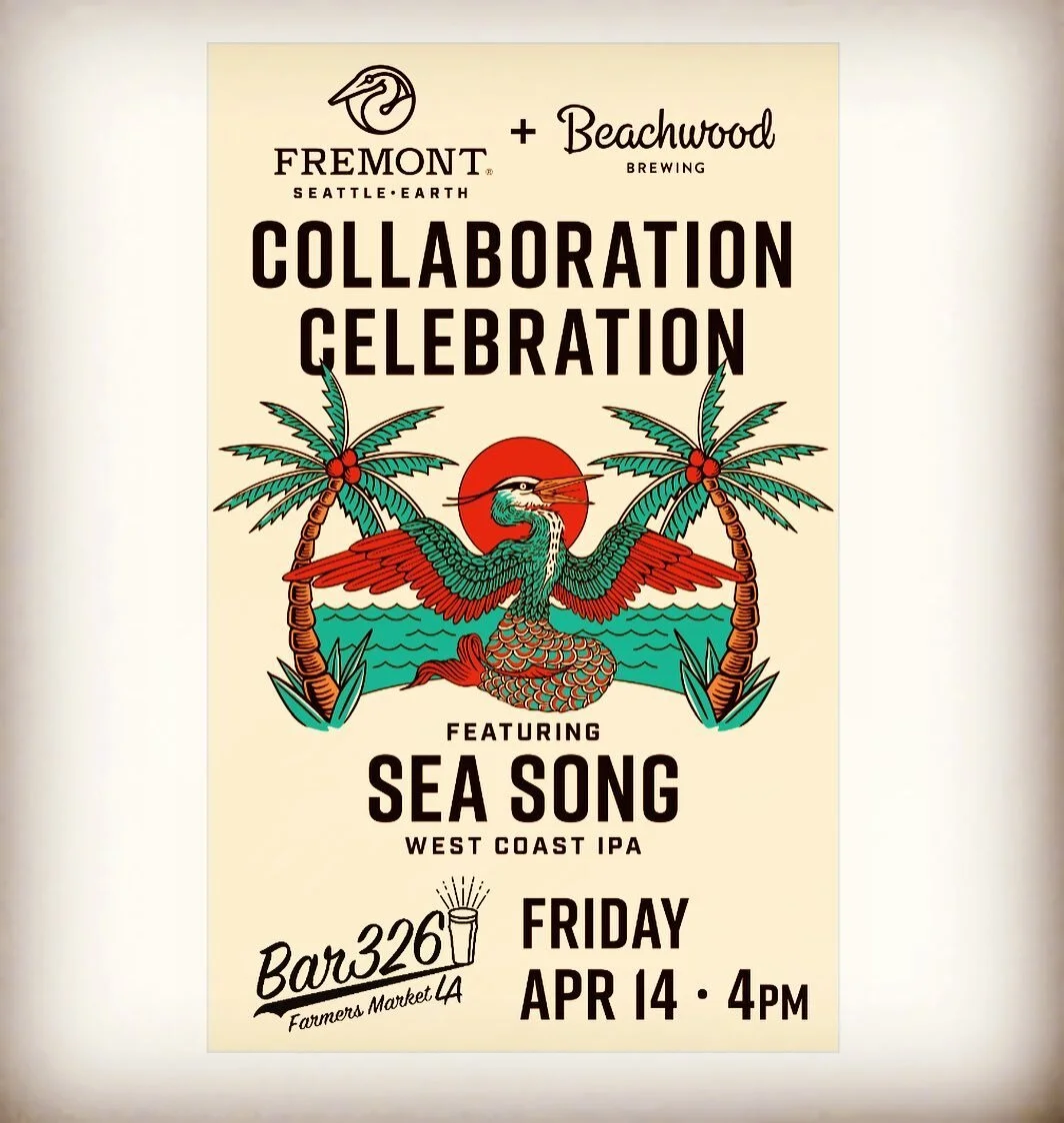 Friday April 14th Bar 326 Tap Takeover with Fremont & Beachwood Brewing, featuring their collab Sea Song WC IPA and many many more! 🍻
#bar326 #farmersmarketbar326 #fremontbrewing #beachwoodbrewing #taptakeover #seasong #beerpaperla #hoppedla #s