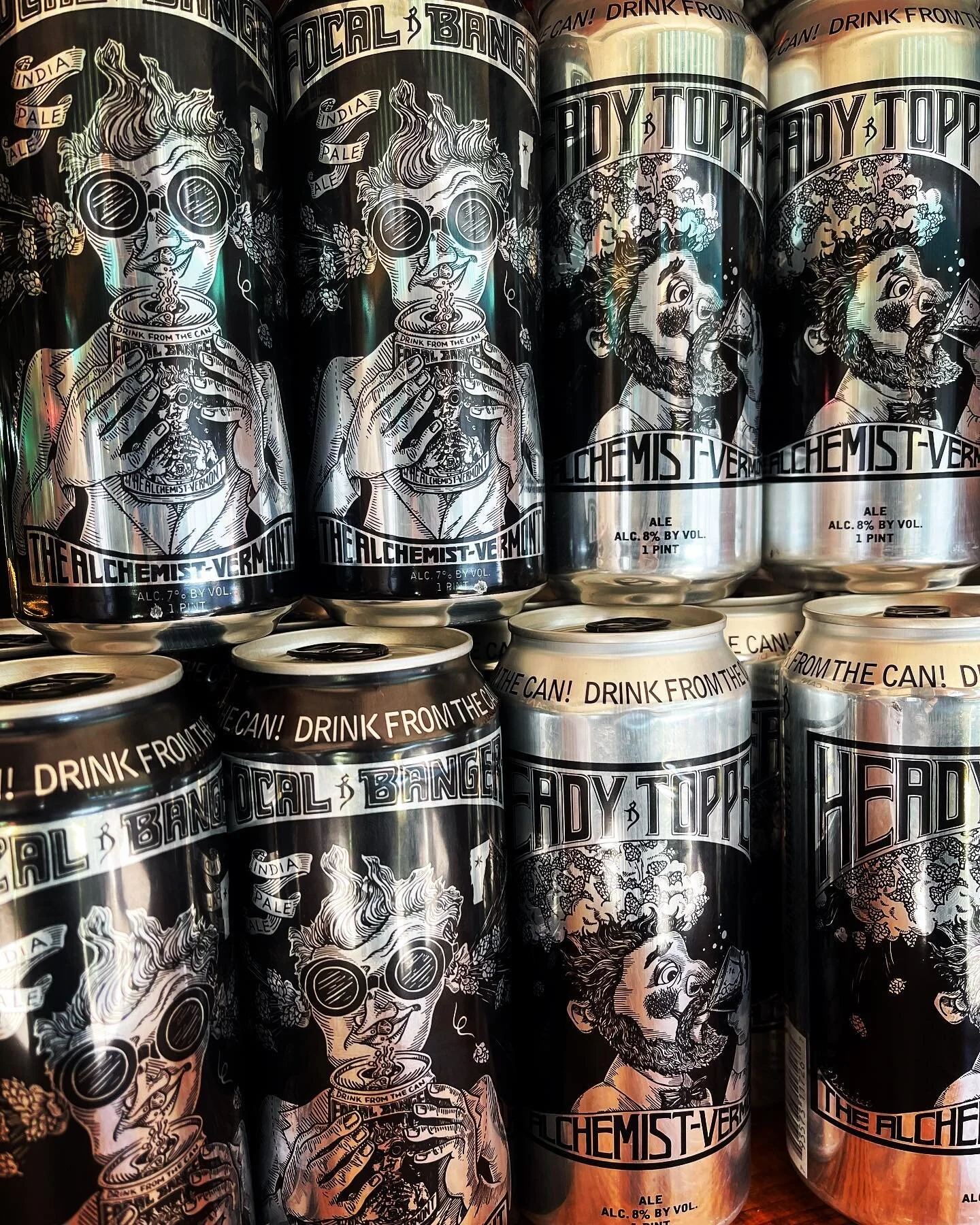 Just landed at BAR 326 ~ The Alchemist Heady Topper and Focal Banger🍻Limited supply!!
~ Brewed in Waterbury, Vermont, this 8% ABV Double IPA, Heady Topper, has a pretty commanding lead on Beer Advocate's #5 Beer with a score of 100!! 
.
#farmersmark