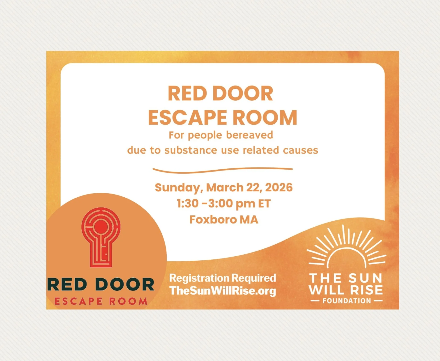 The Sun Will Rise, March Group Event- Red Door Escape Room Adventure