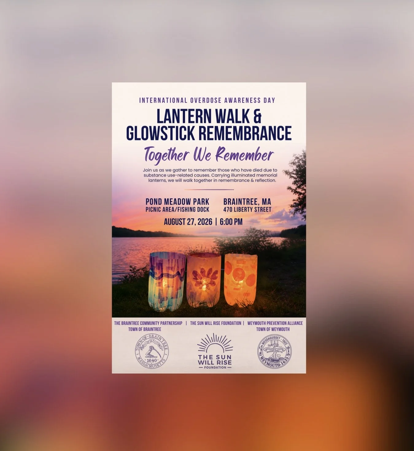 International Overdose Awareness Day Lantern Walk & Glowstick Remembrance