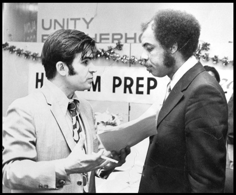 Hussein with Robert Wilkin, Harlem Prep Teacher