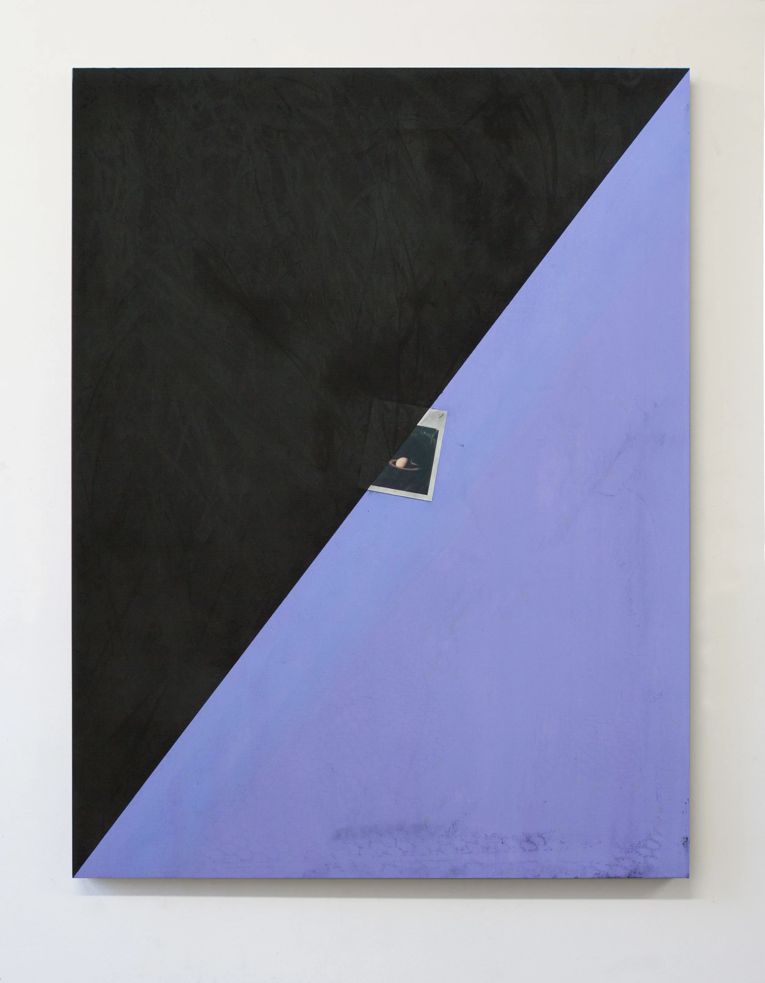 Study for R.I.P. Cassini 2017 oil, graphite and polaroid on linen 38 x 29 inches