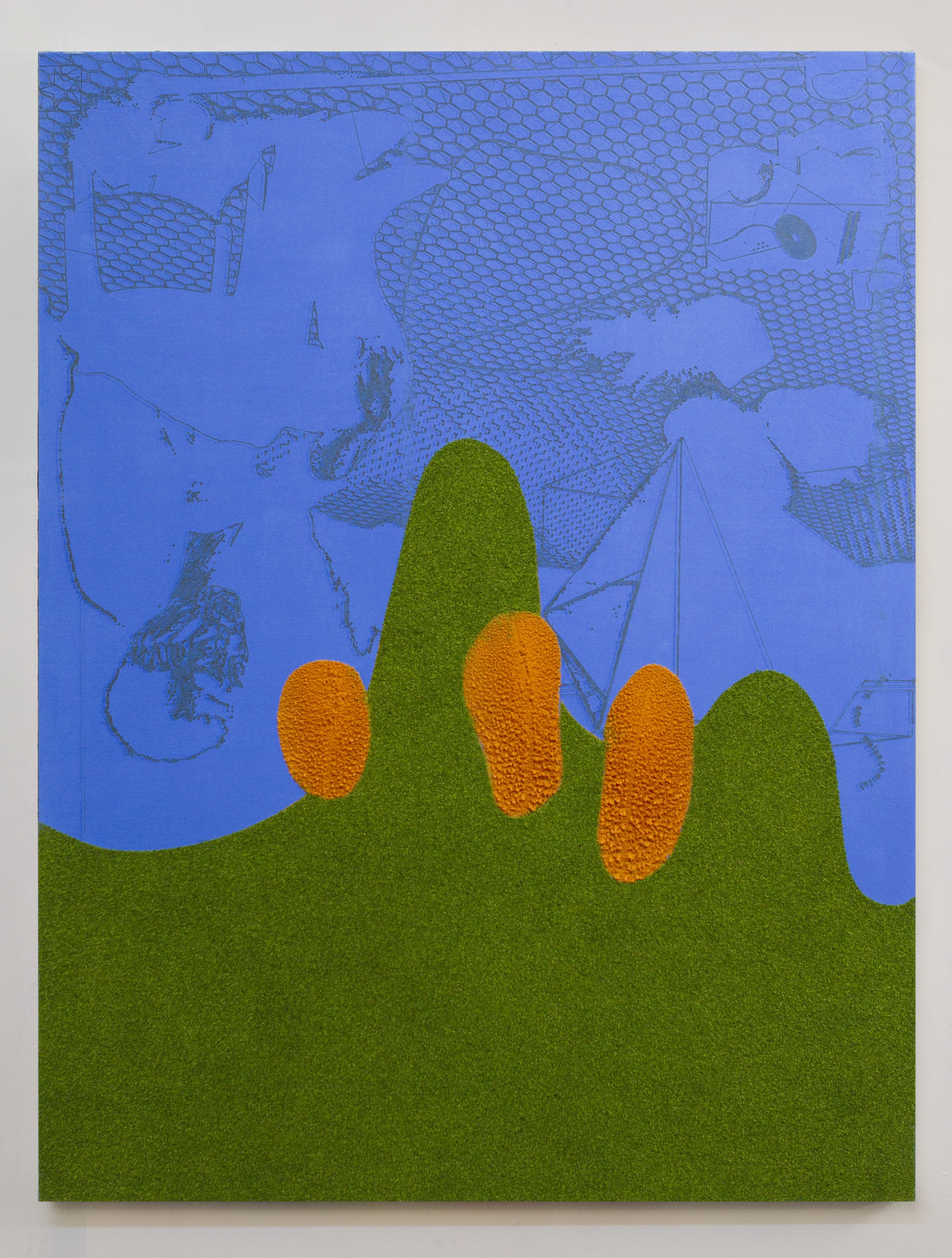 Study for an UniVerse 2018 oil, flocking, glue and enamel on linen 38 x 29 inches