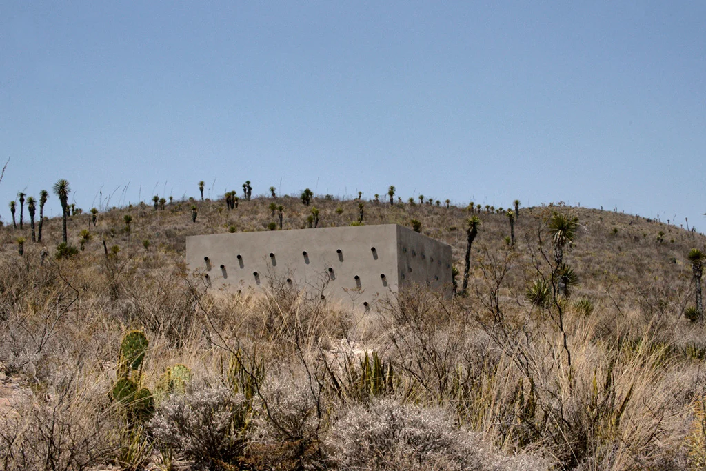 Blue Oasis, San Luis Potosi, Mexico, 2011. Permanent collection Sculpture Park San Luis Potosi. Exterior view, reinforce concrete.
