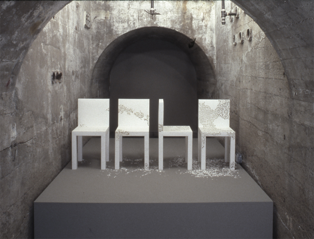 Patience, SculptureCenter, New York, 2004. Cardboard, 14"d X 14"w X 28"h each piece.