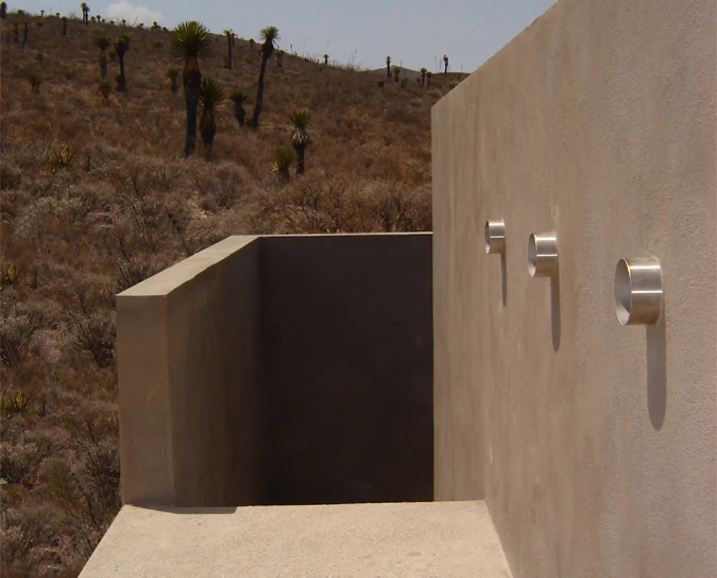 Blue Oasis, San Luis Potosi, Mexico, 2011. Permanent collection Sculpture Park San Luis Potosi. Detail entrance to underground space, reinforce concrete.