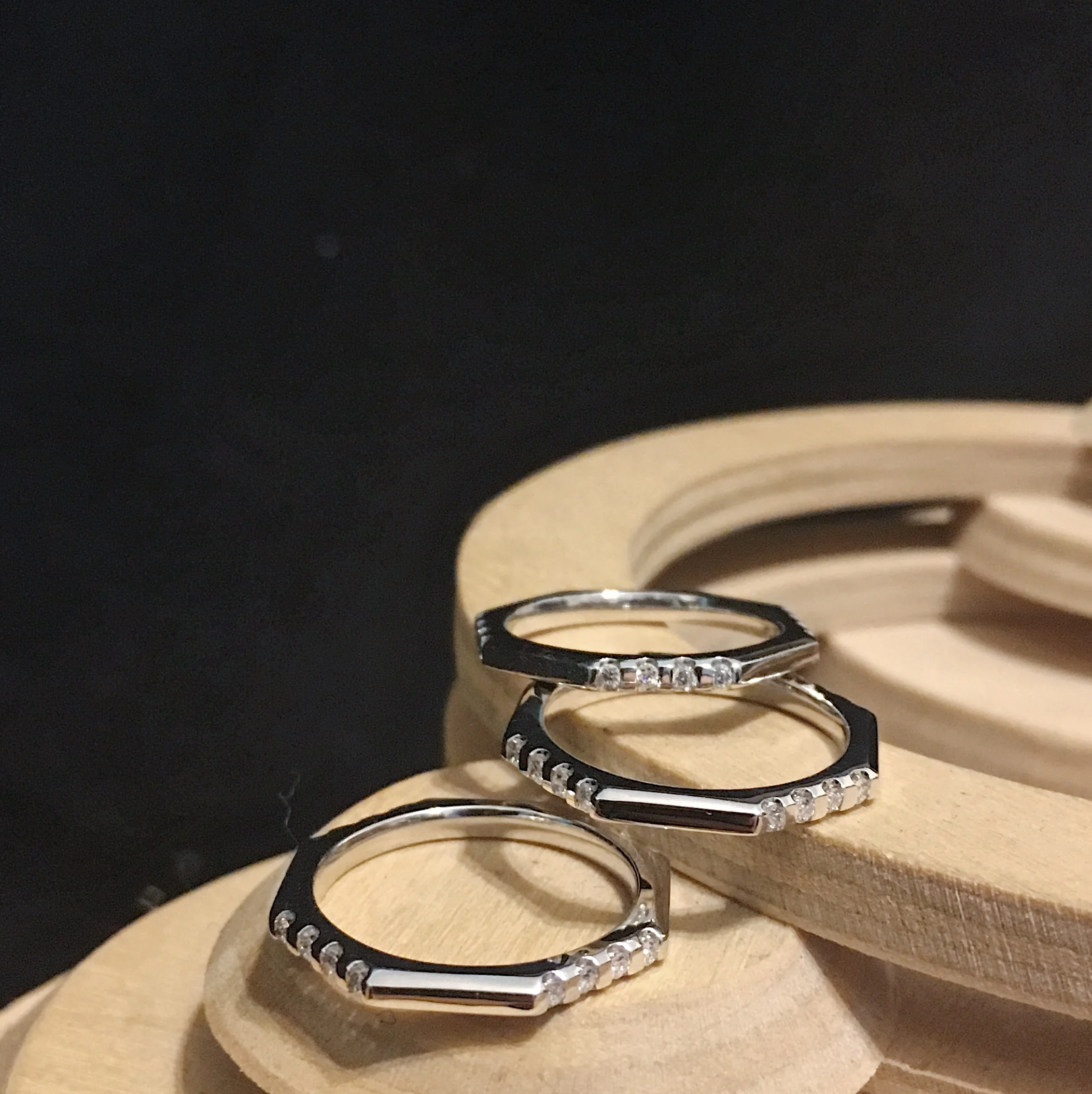 White Gold and Diamond Stack Rings