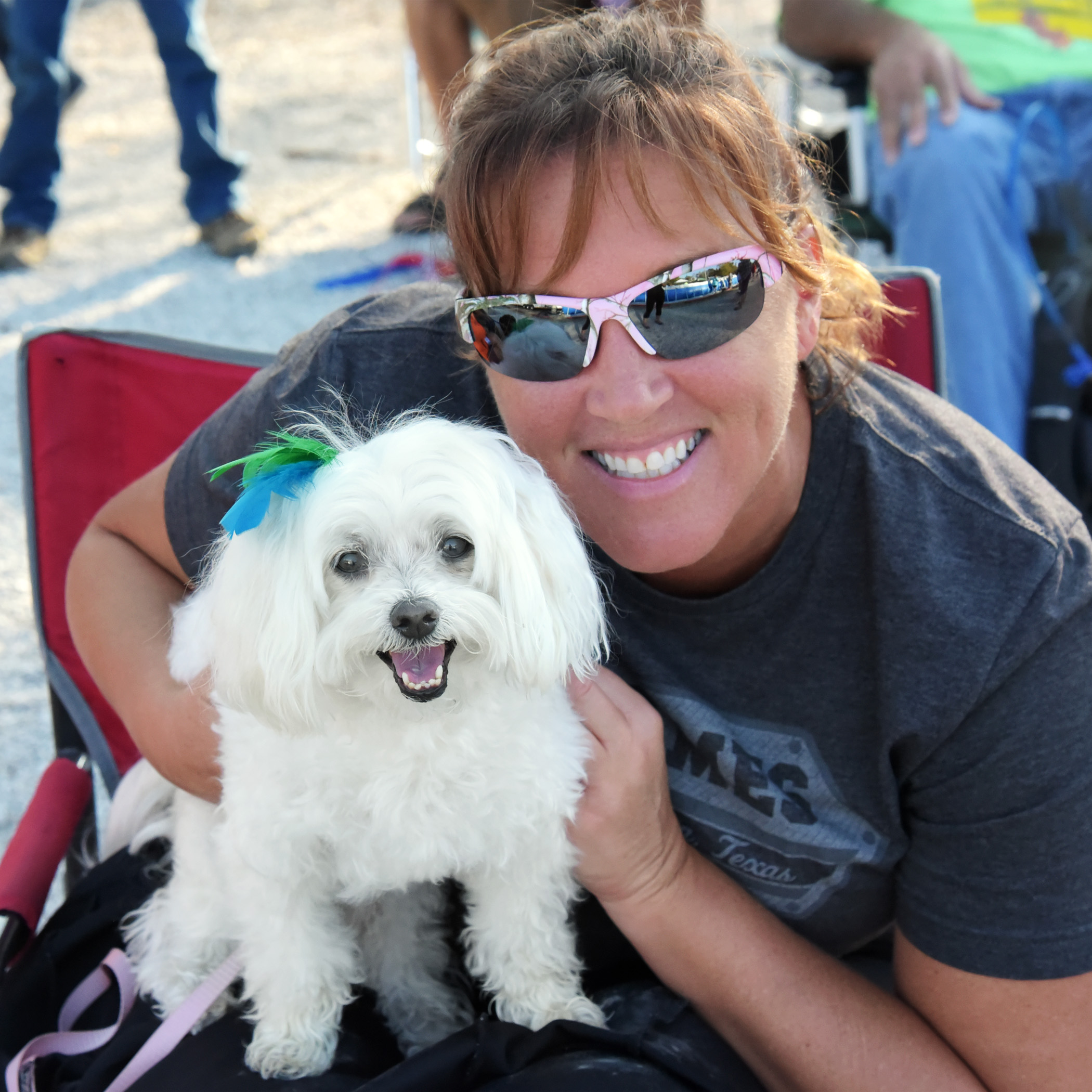  Pebbles &amp; Bruiser’s teacher, Beth, are confident that Bruiser can do this!! Big sloppy kisses to everyone who stood on the sidelines and cheered Bruiser on! Your enthusiasm and support encouraged him to jump! 