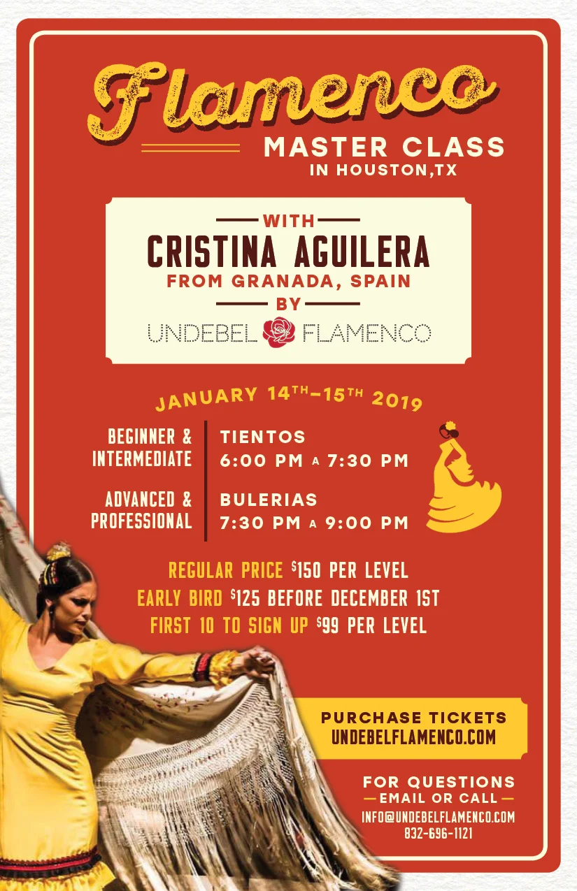 2 day Flamenco master class with Cristina Aguilera from Granada Spain!