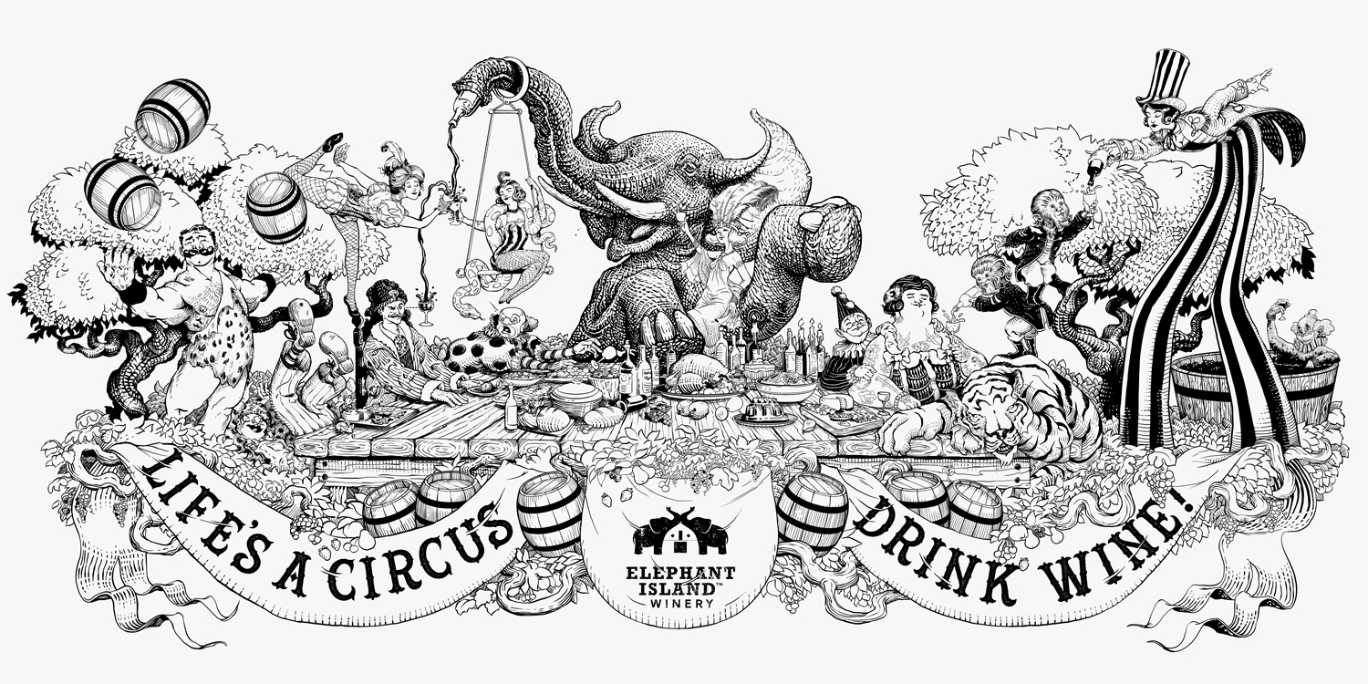 Life's a Circus: Drink Wine, final illustation