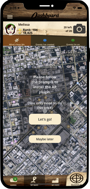 You can enter AR view, see what other people have been finding and capture their “tags” by identifying the sighting within 20 seconds.