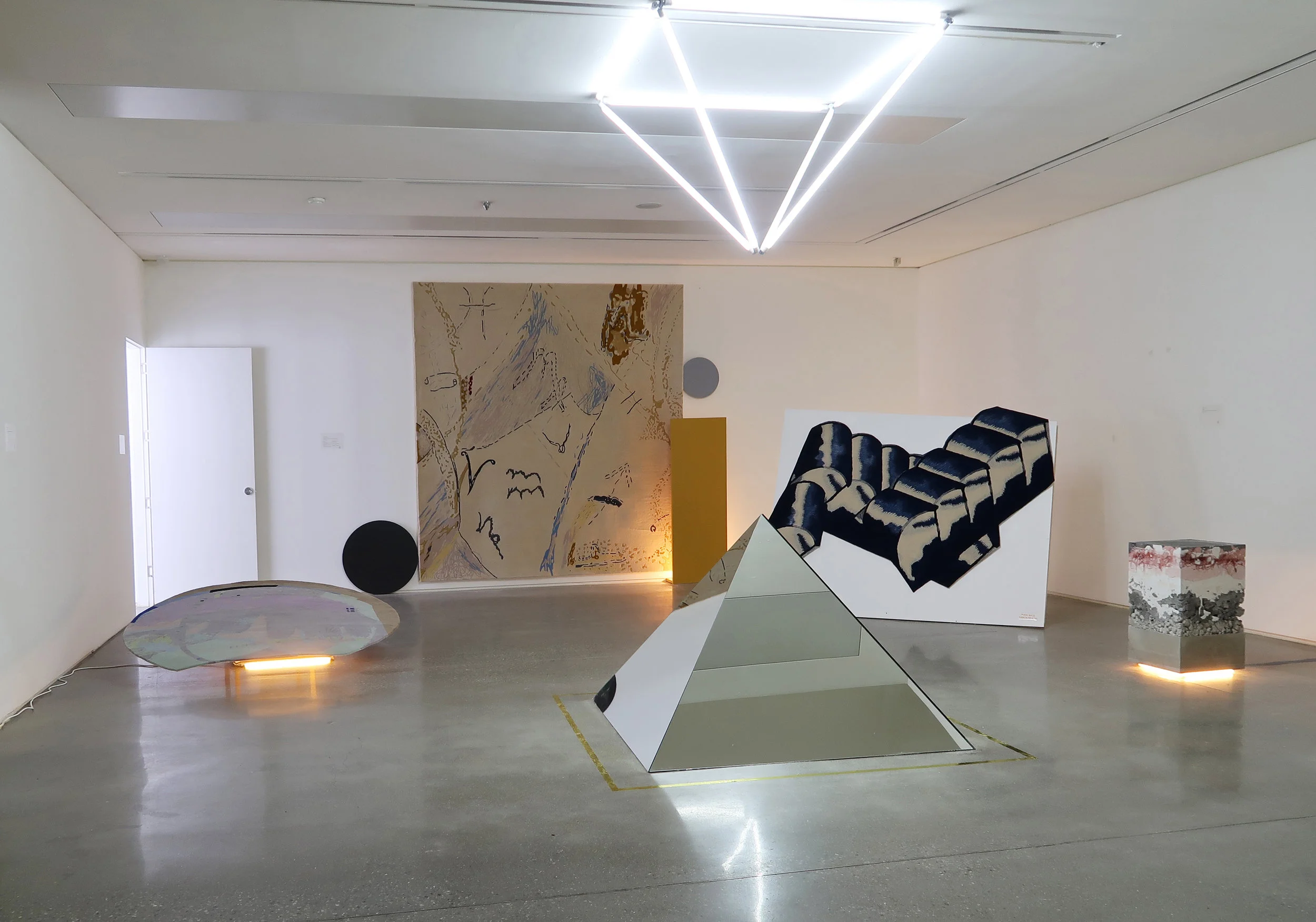 <Installation View> SPACE : The galaxy has also been recreated into wool carpets and mirrors with elements such a constellations, illuminating stars and planets, and surrounding substances that we recognize from our indirect knowledge of space. 