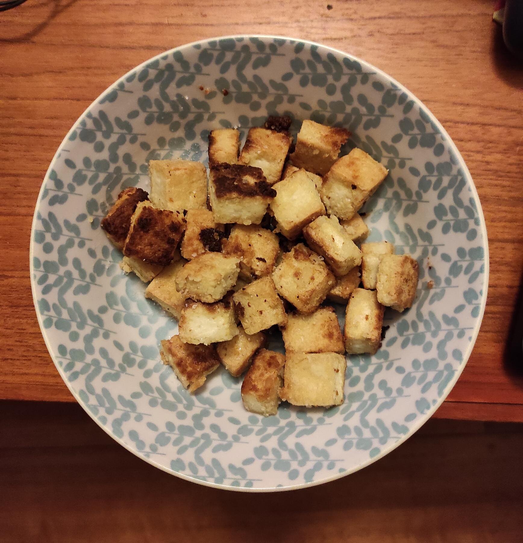 Alex saved up his tofu for one of his final meals!
