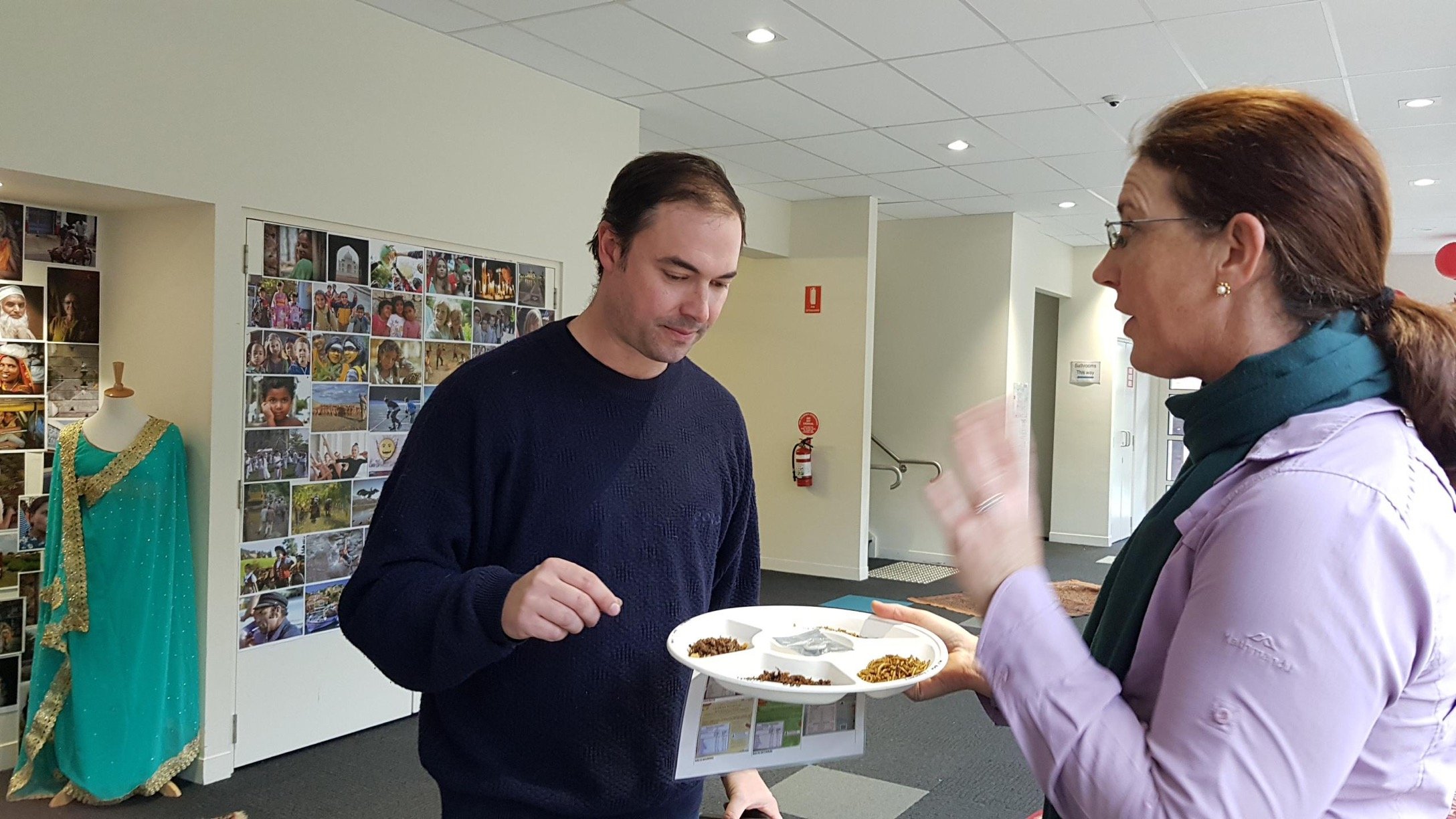 Insect tasting including cricket corn chips, cricket cookies and various crunchy variations of insect goodness.