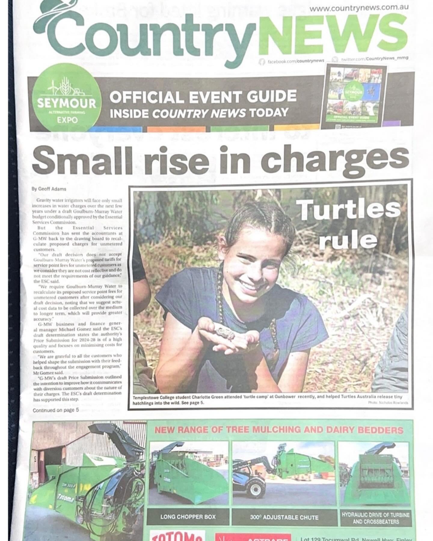 Awesome piece in the Country News about our time in Gunbower on Turtle Camp in term 1!