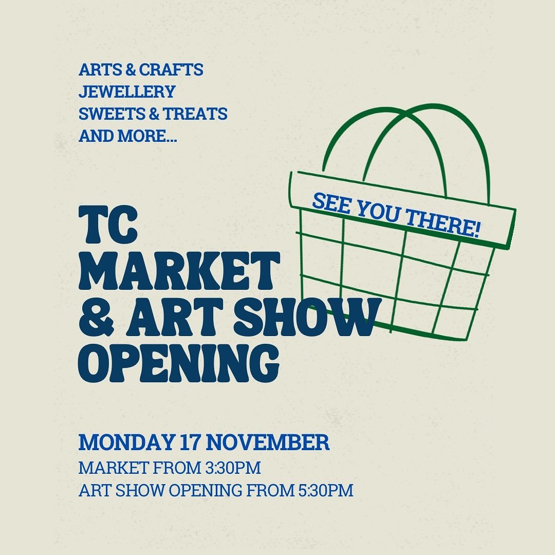 Don&rsquo;t miss the TC Market &amp; Art Show Opening this Monday!

🛍️🎪Market: 3:30&ndash;6:30pm outside the Canteen 
🎨✨Art Show Opening: 5:30pm in S-Wing 

Stalls include baked goods 🍰 crochet and other crafts 🧶 jewellery 💍 drinks 🥤 and more!