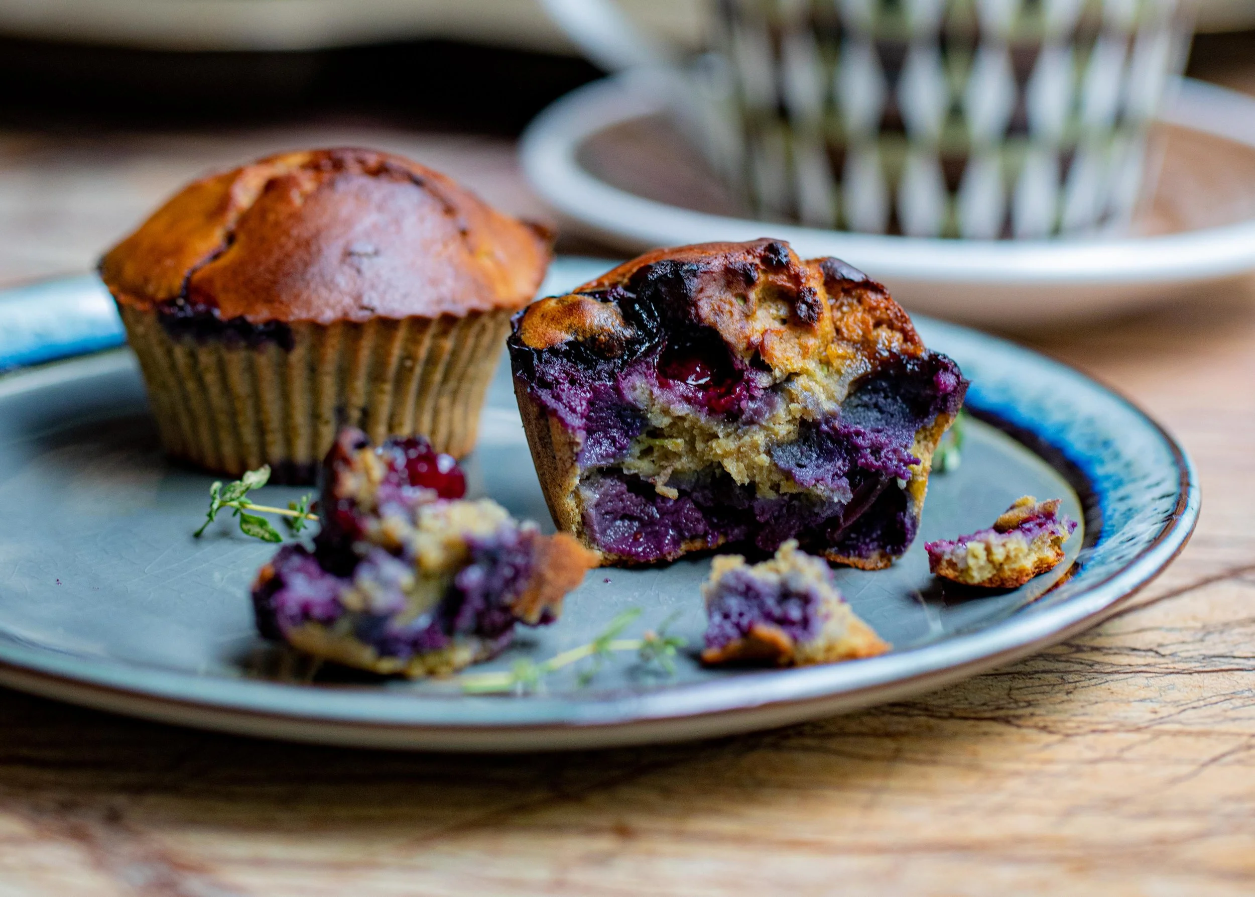 ‘HERBY GOES BANANAS’ MUFFINS WITH BLUEBERRIES AND THYME