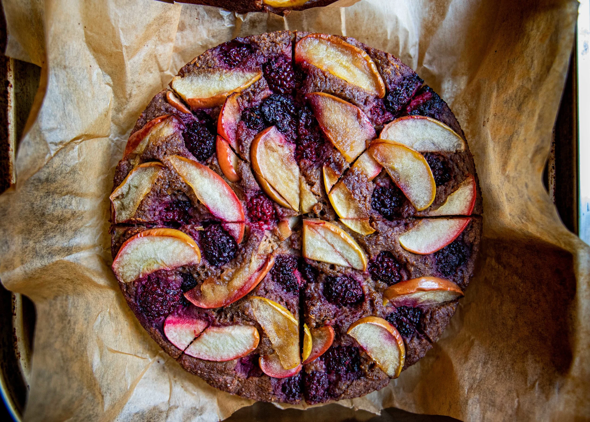 BLACKBERRY APPLE GINGER BUCKWHEAT CAKE