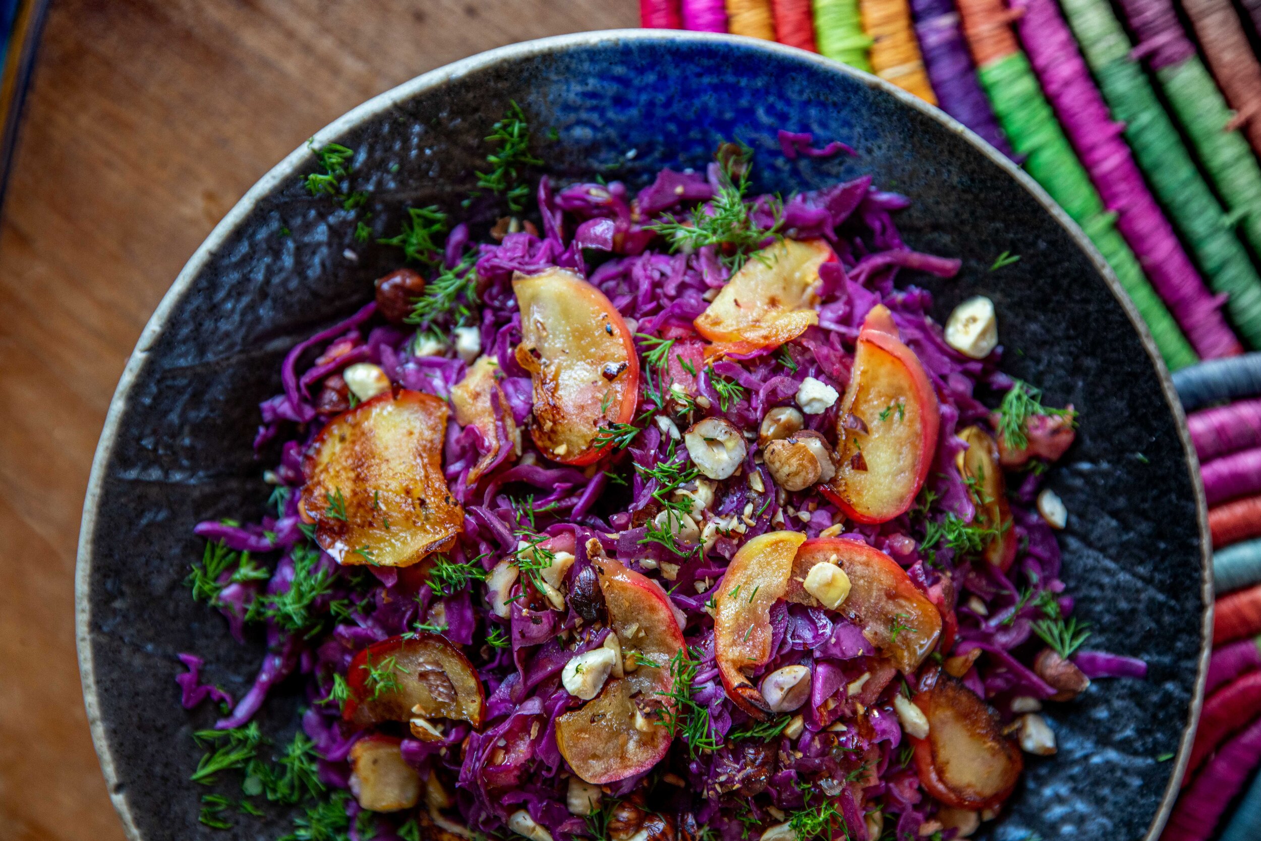 PICKLED RED CABBAGE WITH HAZELNUTS AND GRIDDLED APPLE