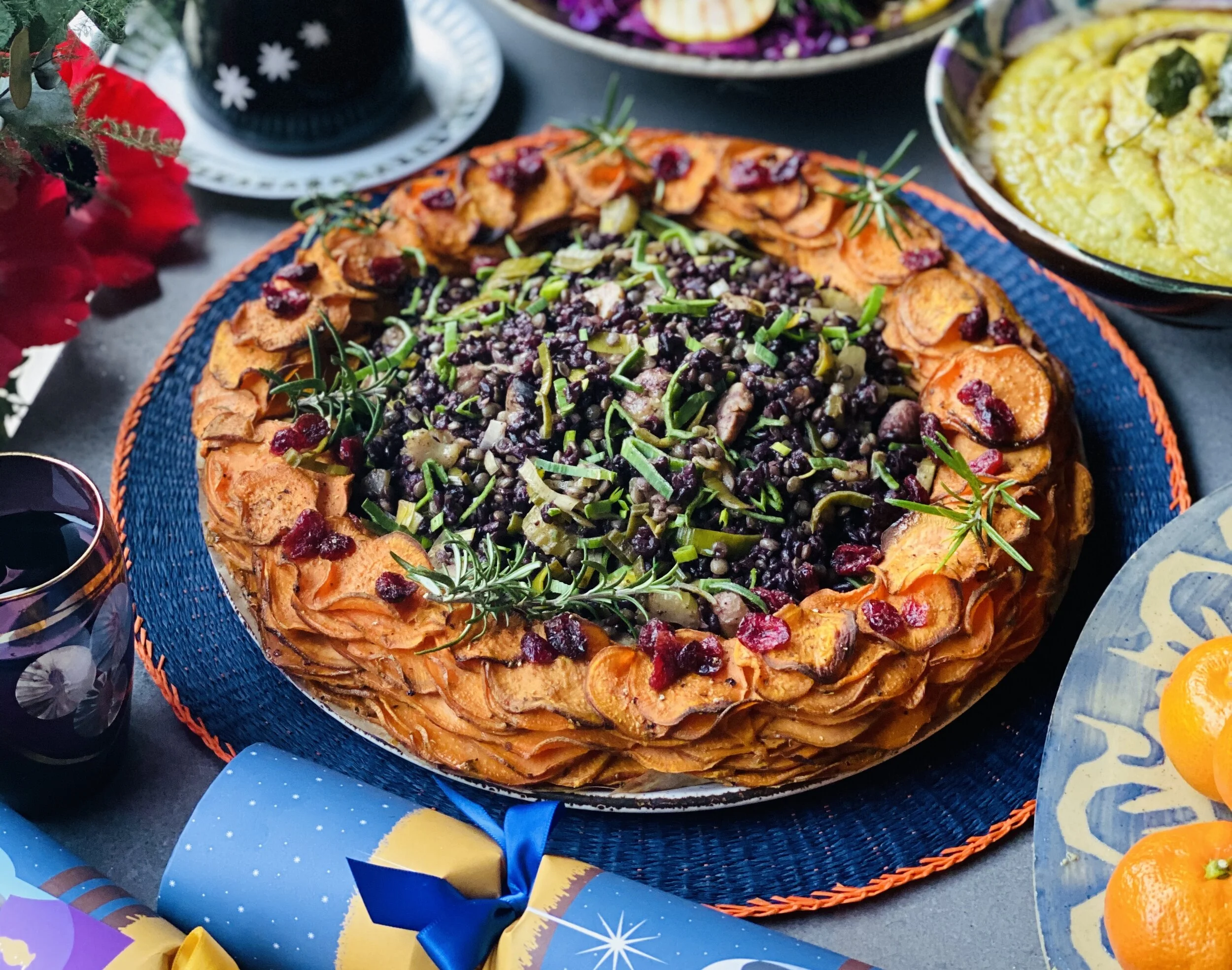 ROASTED SWEET POTATO WREATH WITH FESTIVE FILLING