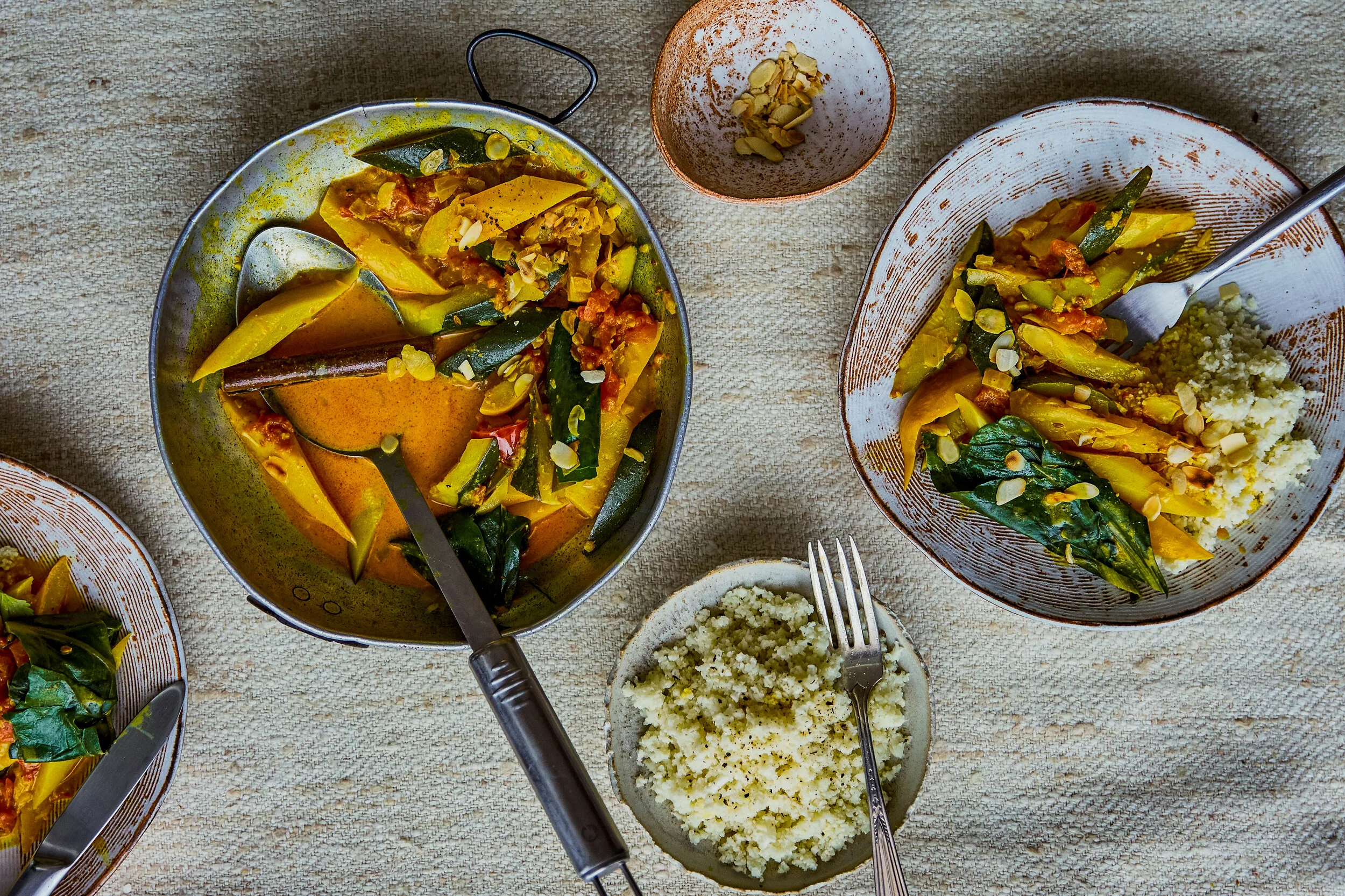 TAMARIND COURGETTE AND PARSNIP CURRY ON CAULIFLOWER 'RICE'