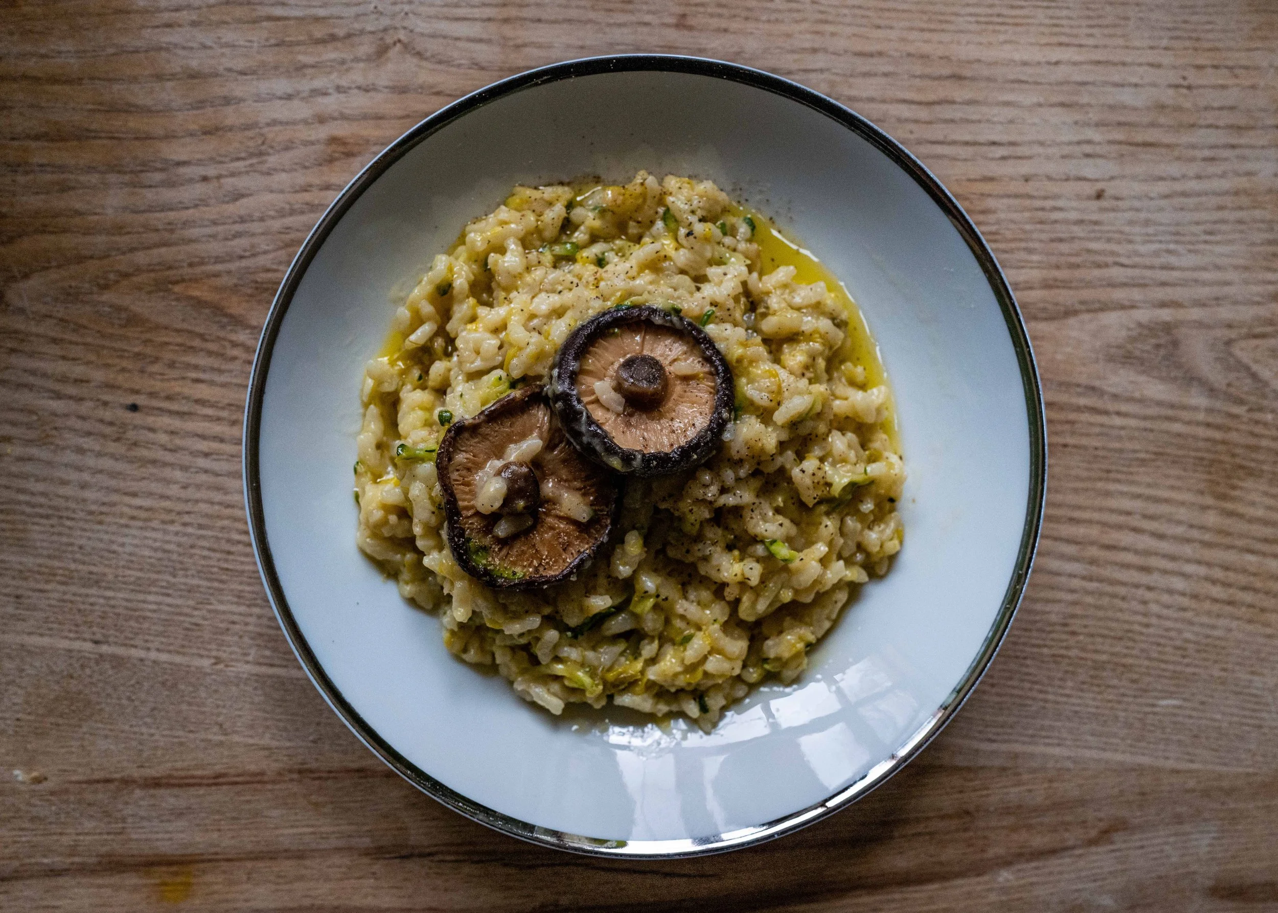 OVEN BAKED RISOTTO WITH SHIITAKE, LEEK AND COURGETTE 