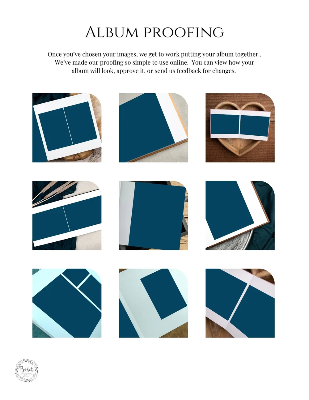 Album proofing process and page layout examples