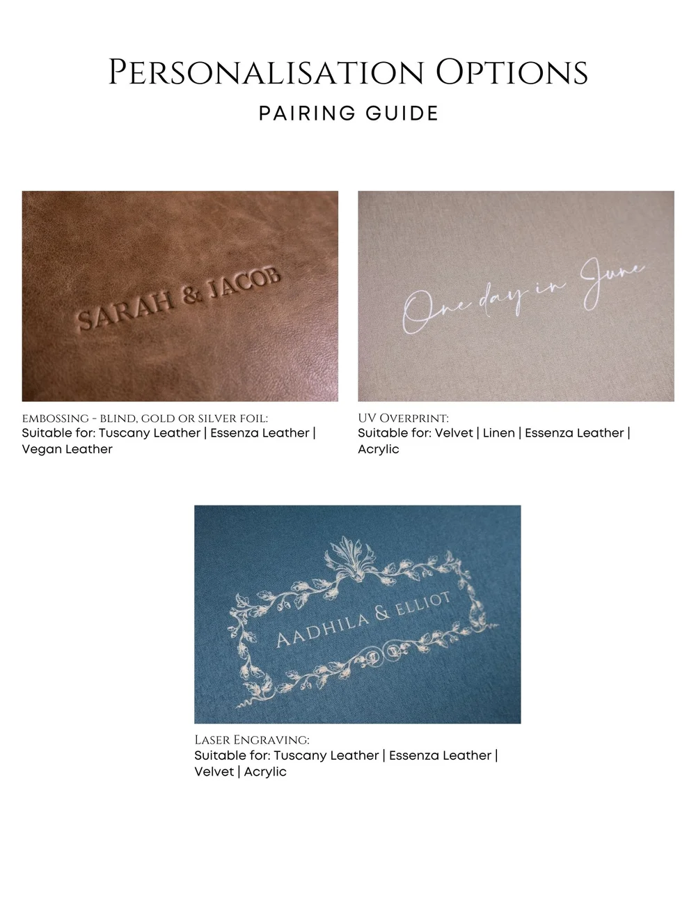 Personalisation pairing guide: embossing, UV printing and laser engraving