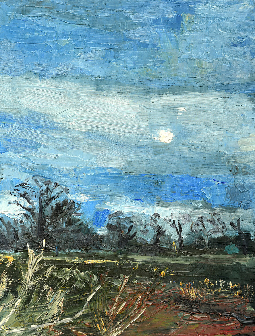 Low Winter Moon, 160x210mm, oil on board, price on request