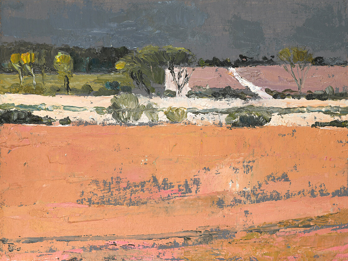 Pink Field, 210x160mm, oil on board, SOLD