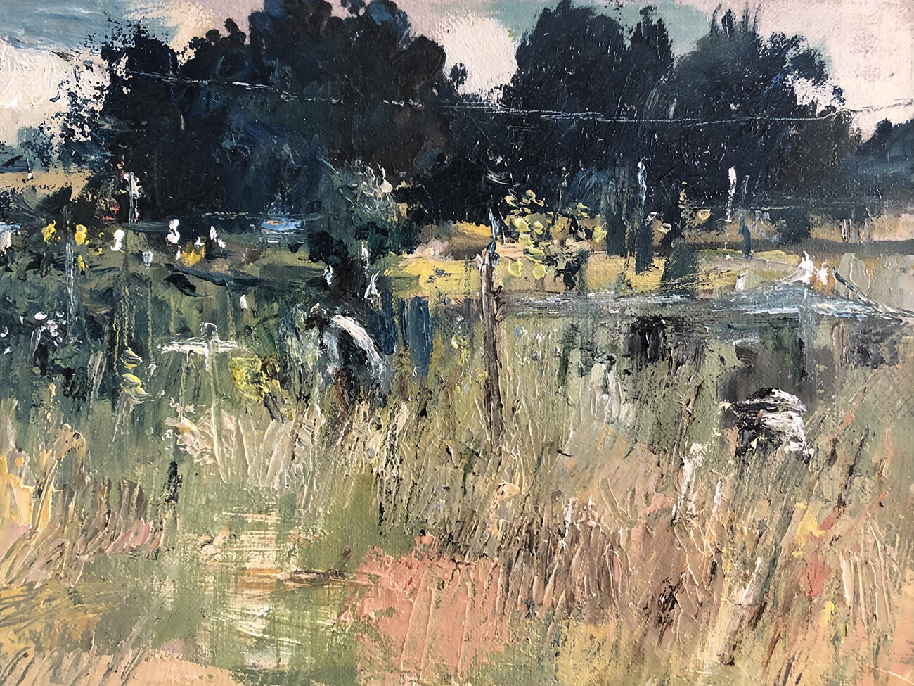 Allotment Work, Late Summer 240x180mm oil on linen board, SOLD