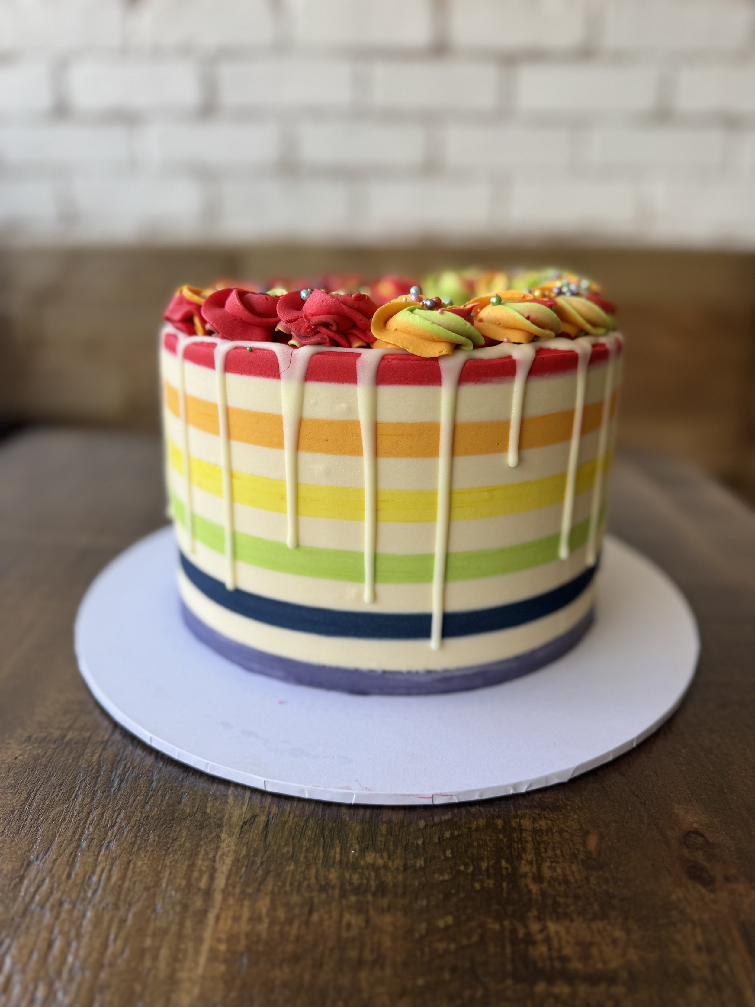 Rainbow Striped Cake (8inch tall)